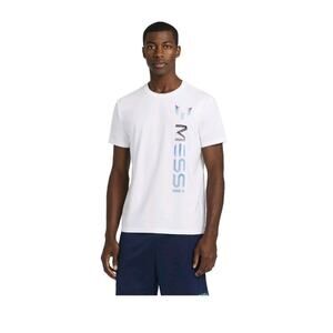Messi Mens White Tshirt Soccer Football Top Lionel Messi Top Short Sleeve Small